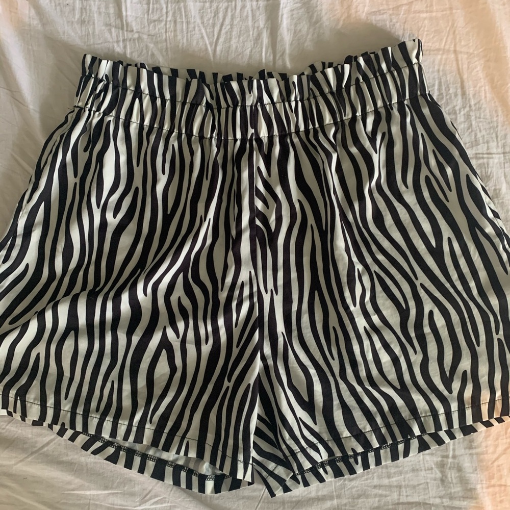 Zebra Print High-Waisted Shorts